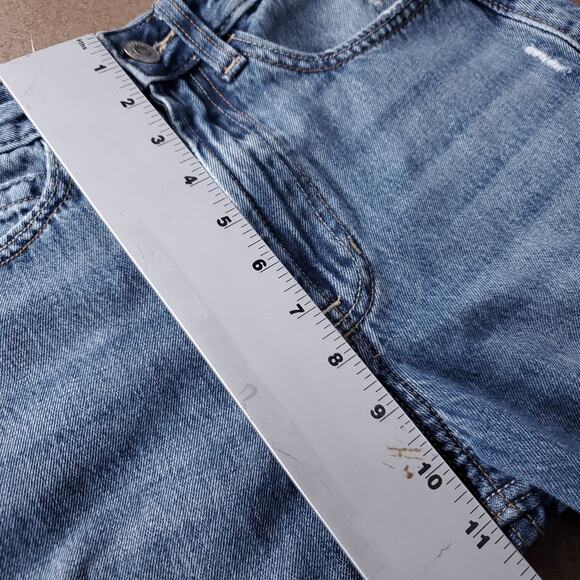 Hollister Ultra High Rise Baggy Jeans Straight Leg Distressed Women 23S Md Blue - Picture 6 of 13